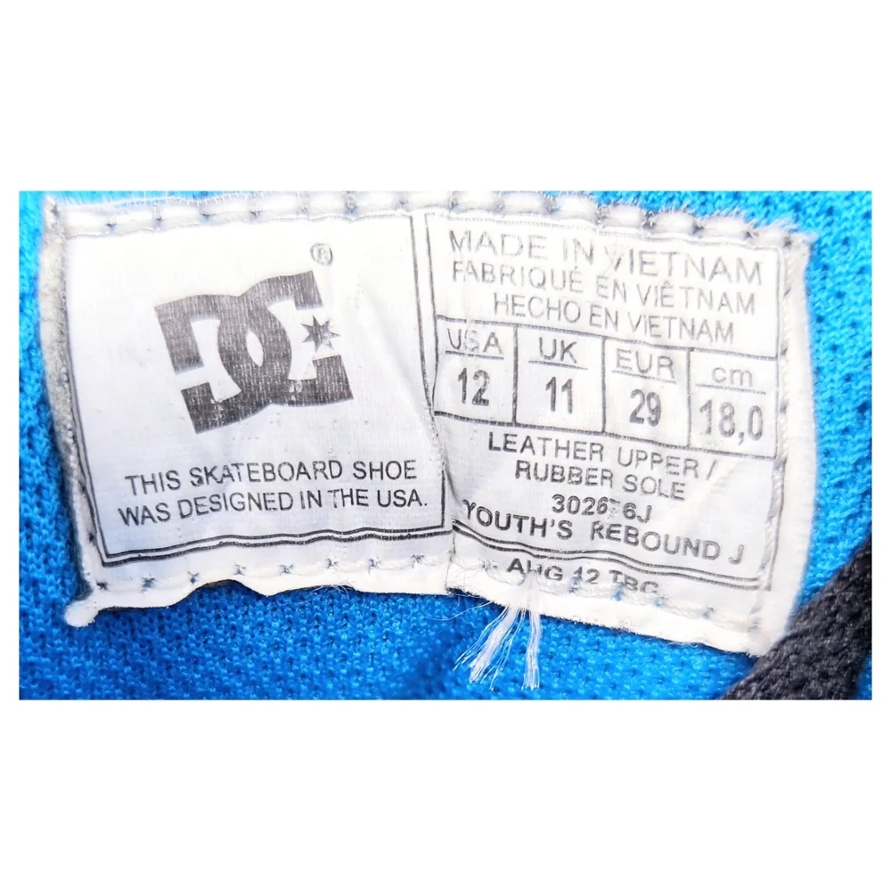 DC Youth's Rebound J skateboard sneakers Size 12 - Picture 8 of 8